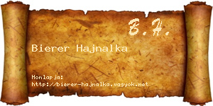 Bierer Hajnalka névjegykártya